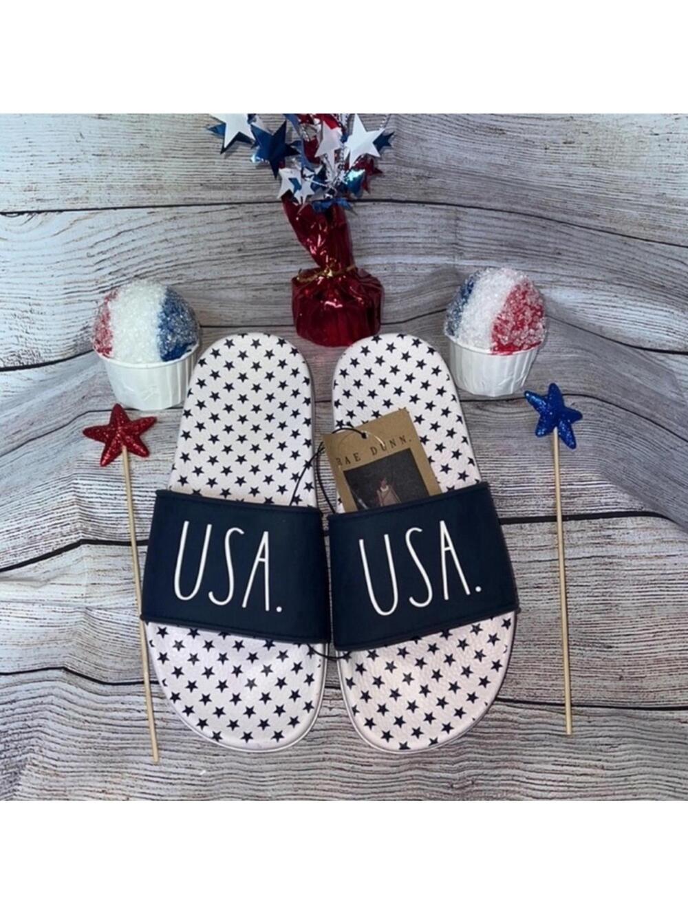👠 USA RAE DUNN Star Pattern Slide Sandals